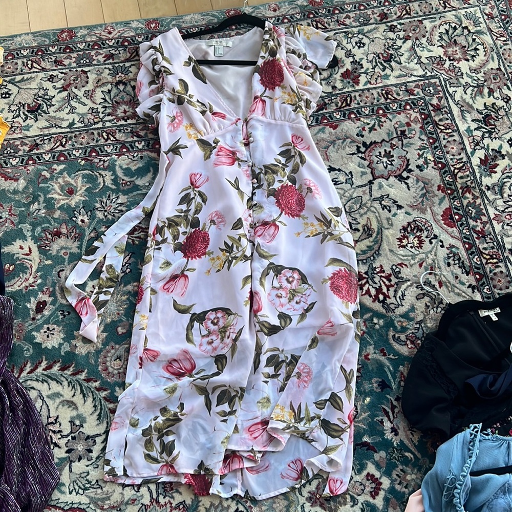 Pink flower maxi dress